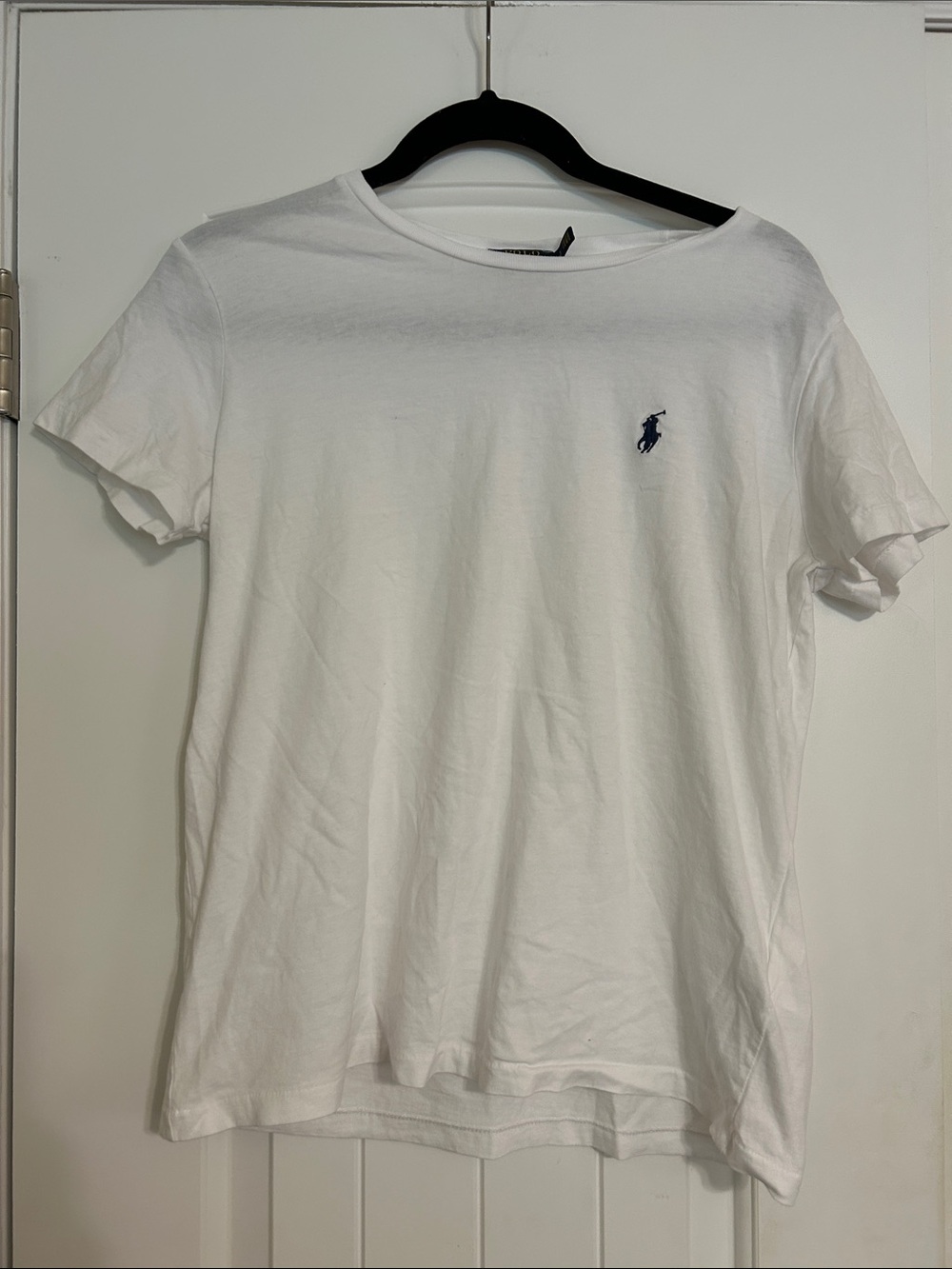 Ralph Lauren White Short-Sleeve Tee with Navy Pony Embroidery